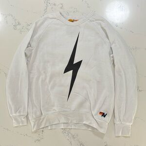Aviator Nation Bolt Crew Sweatshirt, white, size medium